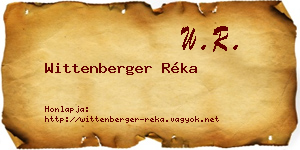 Wittenberger Réka névjegykártya